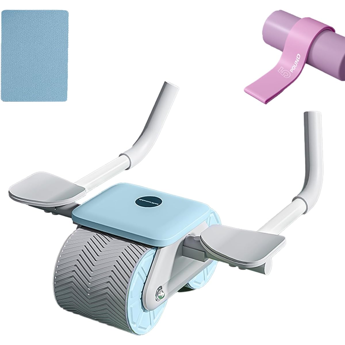 New automatic rotating ab roller, stable double wheel ab roller, silent ab wheel, thick elbow support, suitable for beginner abdominal training, with kneeling pad and elastic band