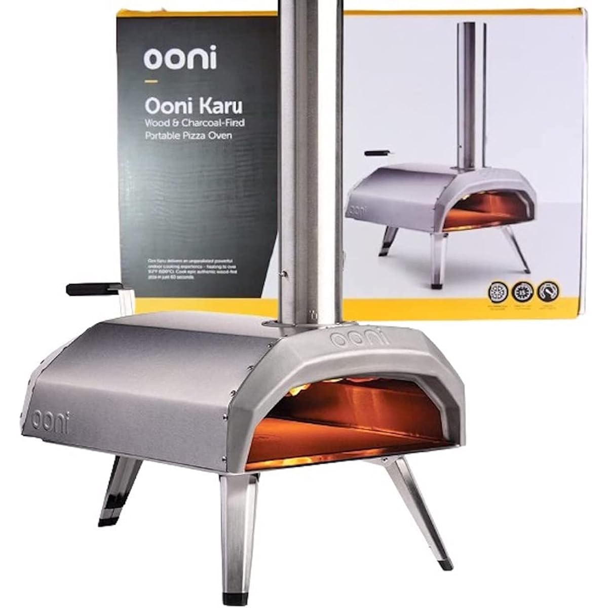 Ooni Karu Cal Portable Pizza Oven, Compact Stone Kiln Cooking, Tabletop, Folding Storage, Maximum Heat Power of 500°C, Cooking Time 1 Minute High Temperature, Short Time Cooking, Stone Kiln, Firewood