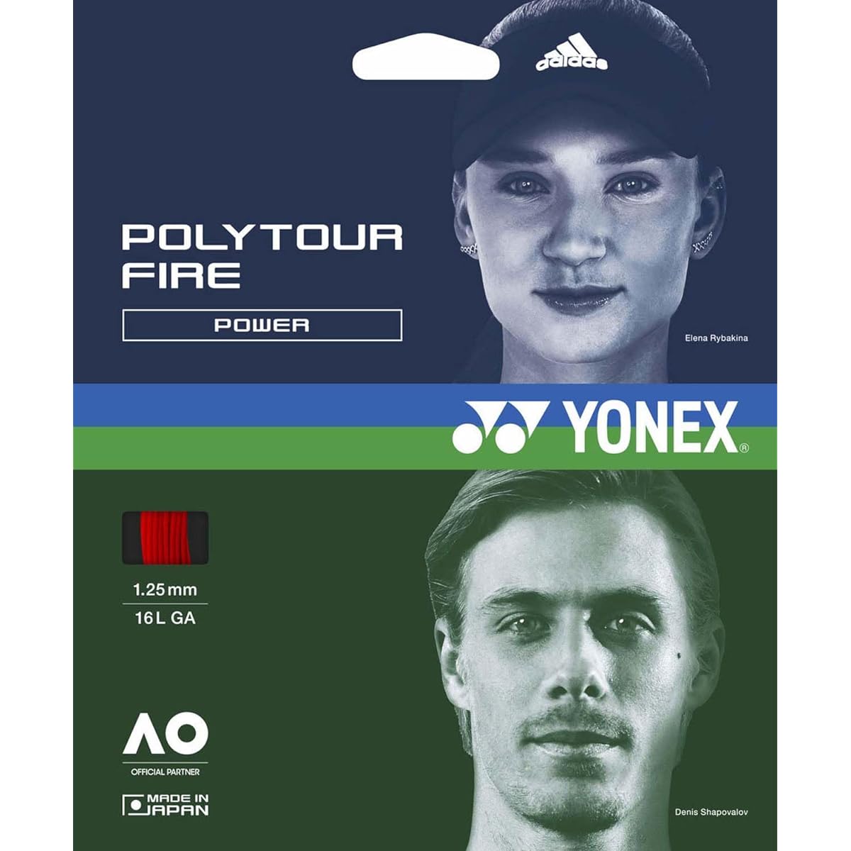 YONEX Hard Tennis Strings Polytour Fire 130 (1.30mm) PTGF130 Red