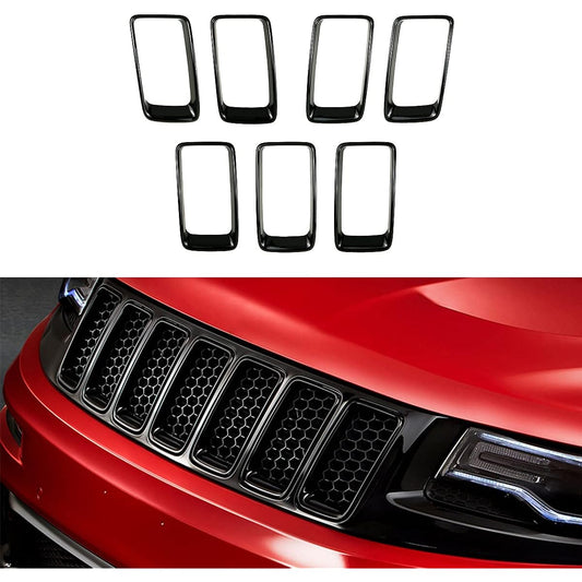 XBEEK Front Grill Cover Insert 2014 2015 2016 Jeep Grand Cherokee (Grilling-Glossy Black)