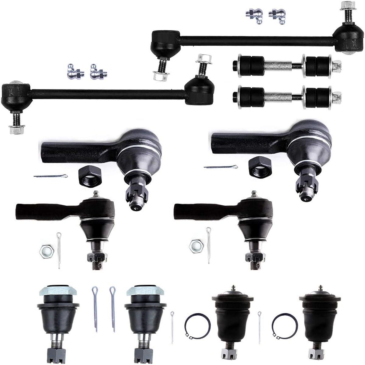 LSAILON Outer Inner Tillod End Lower Ball Joint Front Swaer Link Upper Ball Joint Rear Swell Endink Kit 2001-2004 Nissan Frontier 2000-2004