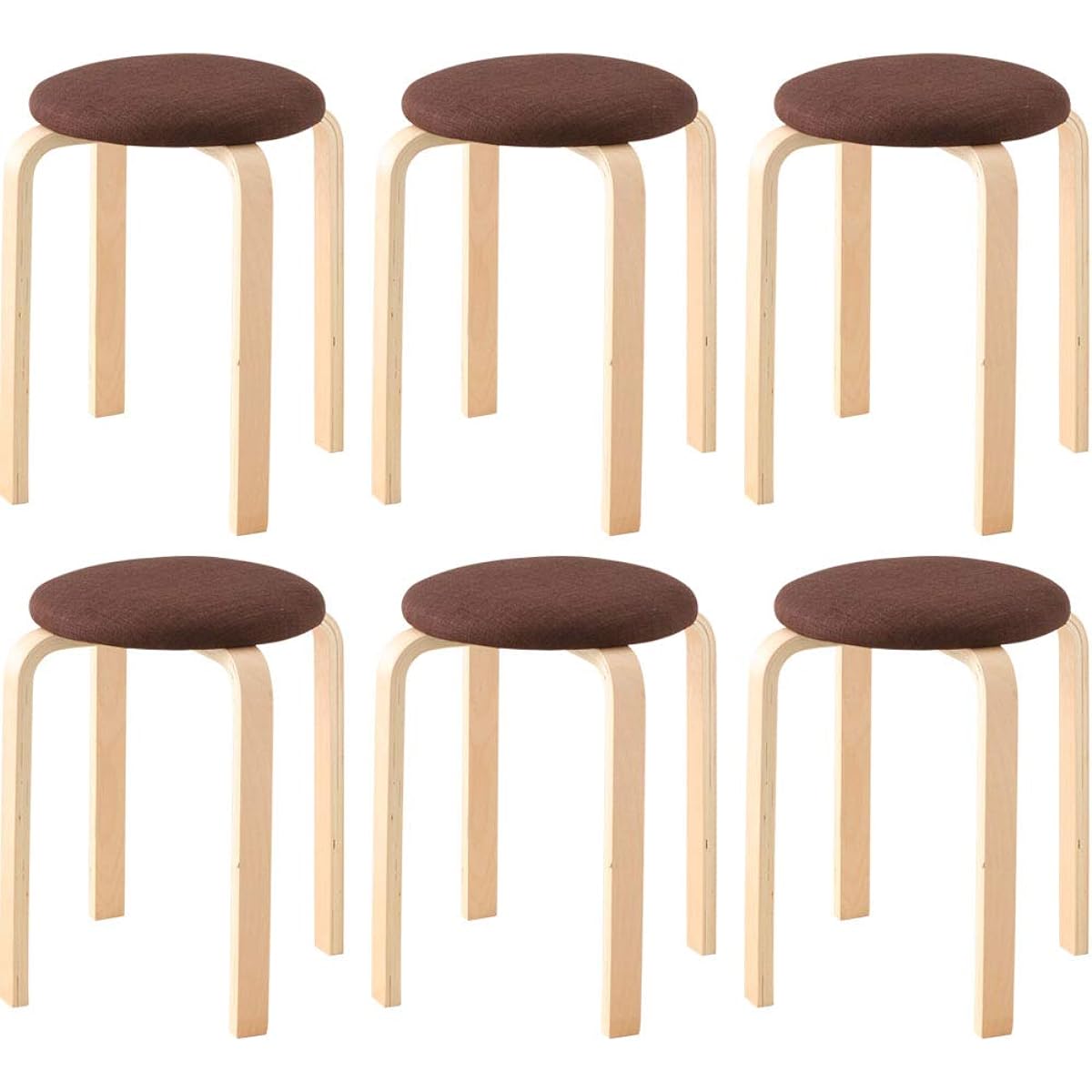 Iris Plaza Stool Chair Set Brown Stackable Wooden Diameter approx. 32 x Height approx. 45cm Stacking SL-02F
