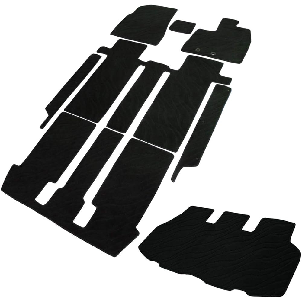 Fenice Car Mat Floor Mat Luggage Mat Step Mat Domestic Production (Toyota Esquire 80 Series Gasoline Vehicle 7-seater / Late Model) Wave Black Anti-Slip Shape Resistant to Slip Car Mat (Car Parts Specialty Store)