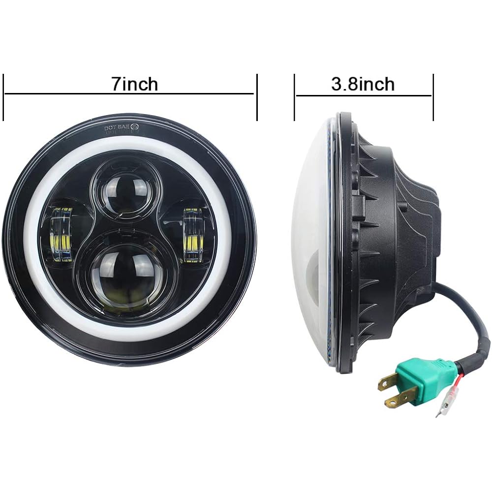 AKMTIES Blue Halo 7 inch Headlight For Auto Vipro Gector LED Driving Light with DRL JK LJ CJ compatible (1 black)