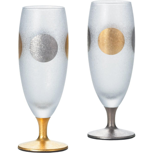 ADERIA Premium Nippon Taste Sun Moon Short Stem Pair Set 125ml Made in Japan Cosmetic Box Glass Cup Wedding Gift Beer Stylish Present Glass Sake Birthday Women Tumbler Sixtieth Birthday Men Retirement Whiskey Father Anniversary Wife Gift Respect for the