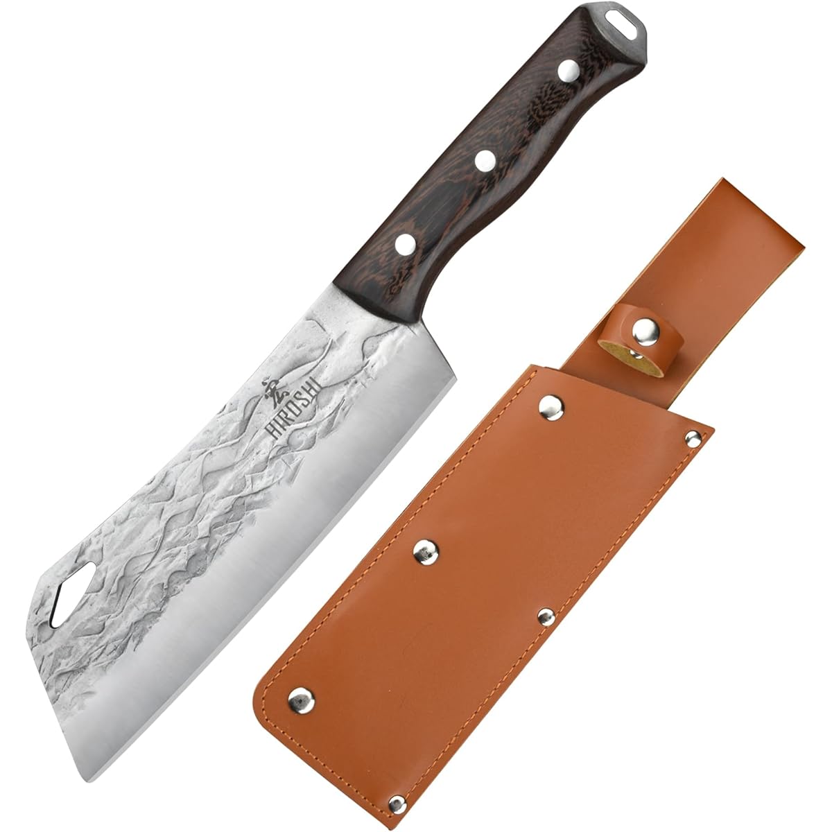 HIROSHI High Carbon Stainless Steel Hatchet, Machete, Waist Hatchet, Large Survival Knife, Outdoor Large Knife, Badoning, Firewood Splitting, Pruning, Portable Bag Included, Fishing, Mountain Climbing, Camping, Earthquake, Disaster Prevention, Kitchen Kn