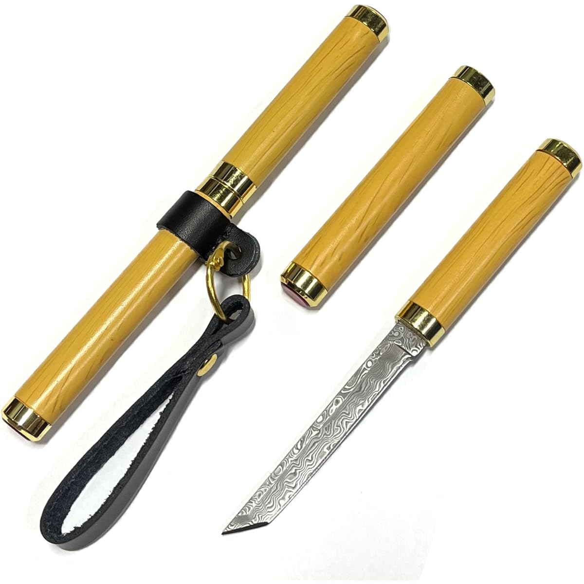 Irai Utaki Sheath Knife, Small Knife, 70mm [Chinami] Damascus ABS Handle, Pocket Knife, DIY, For Daily Use, Comes with Dedicated Sheath