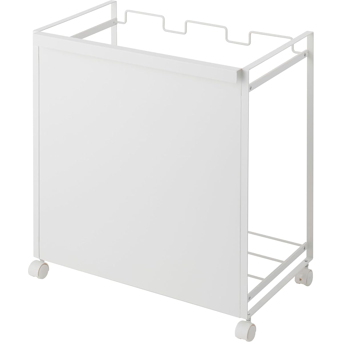 Yamazaki Jitsugyo 4332 Blindfold Separation Dust Wagon, 3 Separations, White, Approximately W51.5XD32XH55cm, Tower Trash Can with Handle and Casters, Easy to Remove, Lidless Trash Can