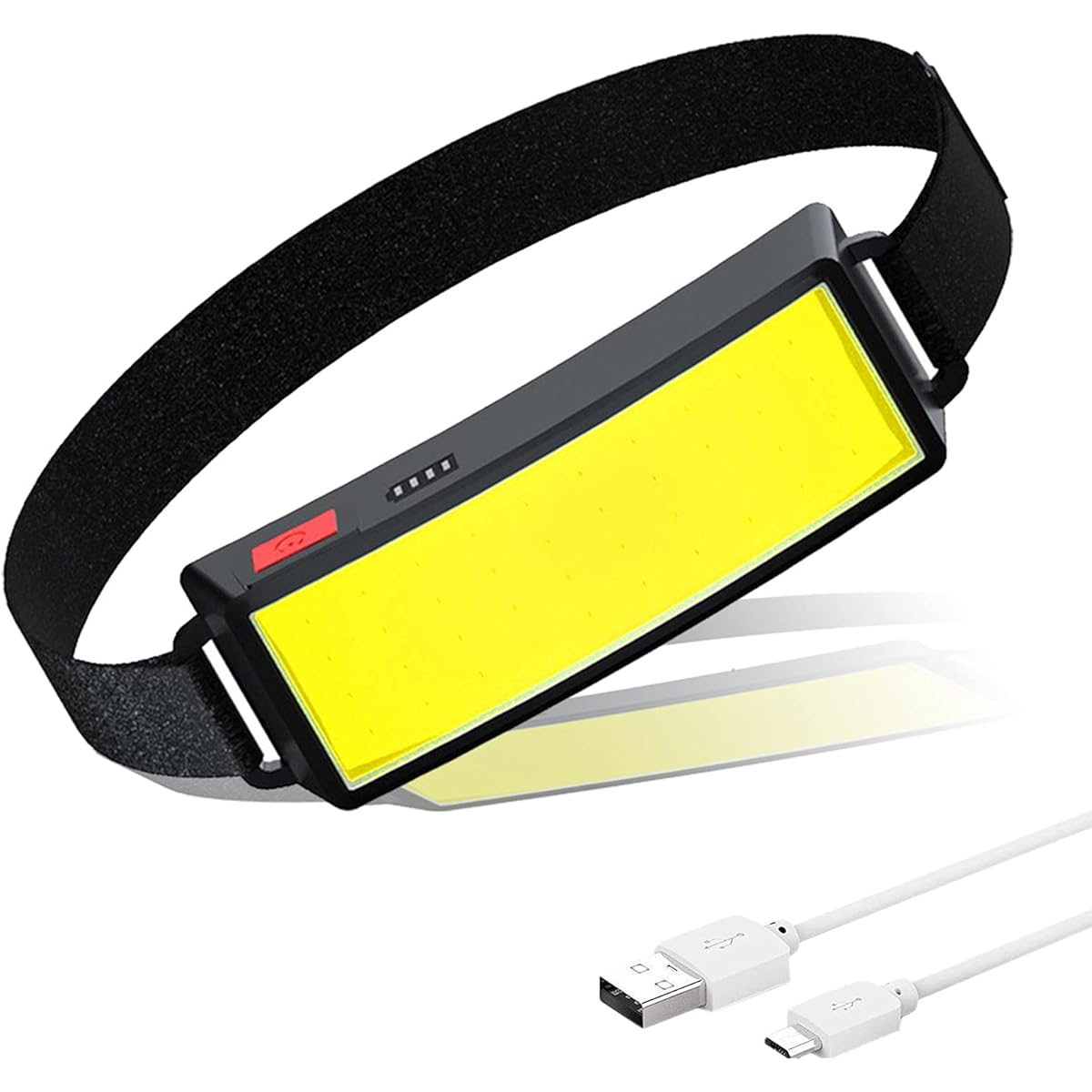 Rechargeable LED COB Headlamp, Ultra Bright Battery Powered COB Headlight with 3 Modes, Built-in Battery, 220° Wide Angle Lighting, Lightweight IPX4 Waterproof Adjustable Head Torch for Hiking, Running, Fishing, Camping, Daily Use