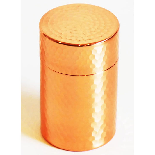 [Seamless] Polished Pure Copper Tea Caddy, Tea Can, Tea Leaf Storage Container, Capacity 100g, Kitsusako (Glossy Bronze)