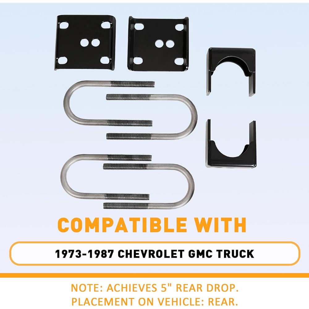 ECOTRIC Trackria Axle Flip Kit 5 inch Drop C notch kit shock 1973-1987 Chevrolet/GMC C10 C15 Rear Rear Waling Flip Kit