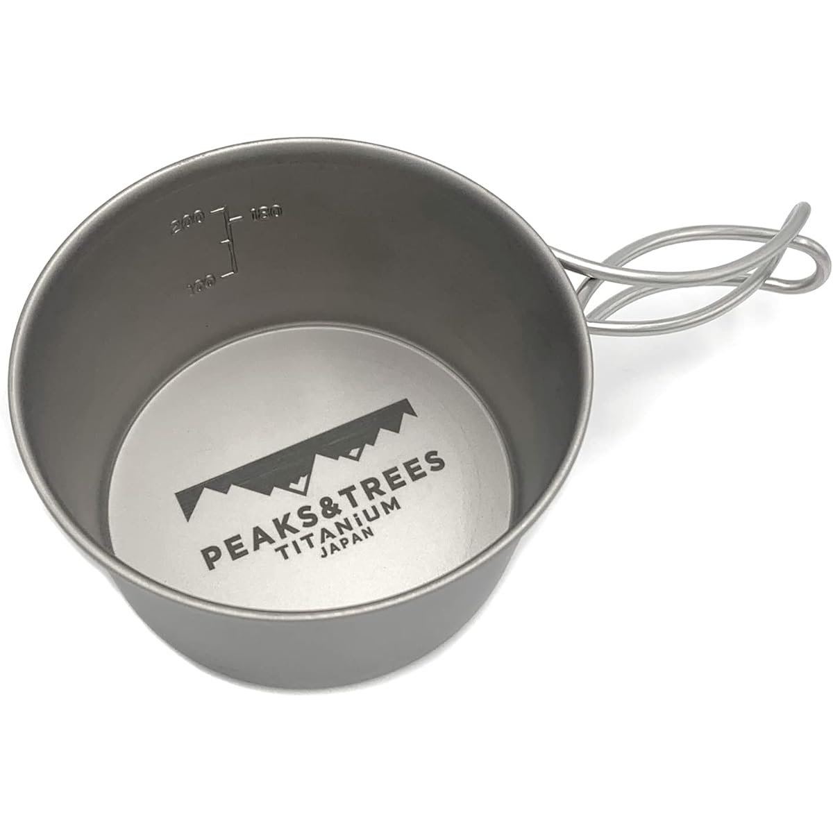 PEAKS&TREES Titanium Sierra Cup Open Fire Deep 250ml Tsubame Sanjo Made in Japan Folding Fold Handle with Scale Outdoor Camping Cooker Small Cookware Handle Tableware Pot Solo Can