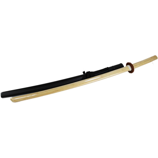 Muto Co., Ltd. Bamboo sword set with scabbard, tsuba, and rubber guard, total length of bamboo sword, 101 cm, black
