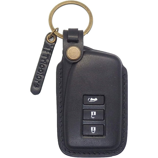 [LEXUS 3 Button] GS IS LX NX RC RX Fully Hand-stitched Genuine Leather Smart Key Case [1SC6L0133] Black 1SC6L0133-B
