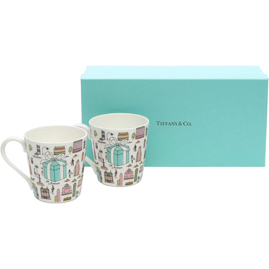 Tiffany TIFFANY & Co Mug Pair Cup 5TH Avenue Bone China New York 210ml 2 Customers Pair Pottery Men's Women's
