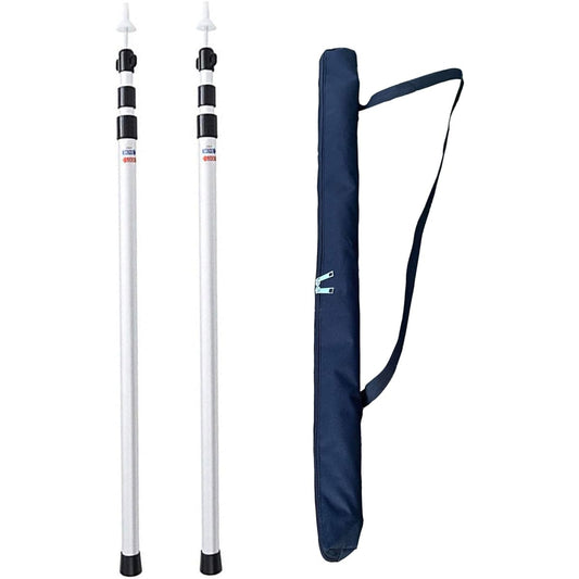Aluminum Tent Pole Tarp Pole Telescoping Sliding One Touch No Assembly Required 0.9m-2.3m 0.9m-2.8m Set of 2 with Storage