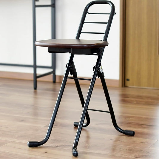 Rene Seikou [Made in Japan] Folding chair, 5 height adjustable seat height (seat height 32/42/47/52/57cm) Counter chair, kitchen chair (Lily chair mini), dark brown CS-50D [1 year manufacturer's warranty]