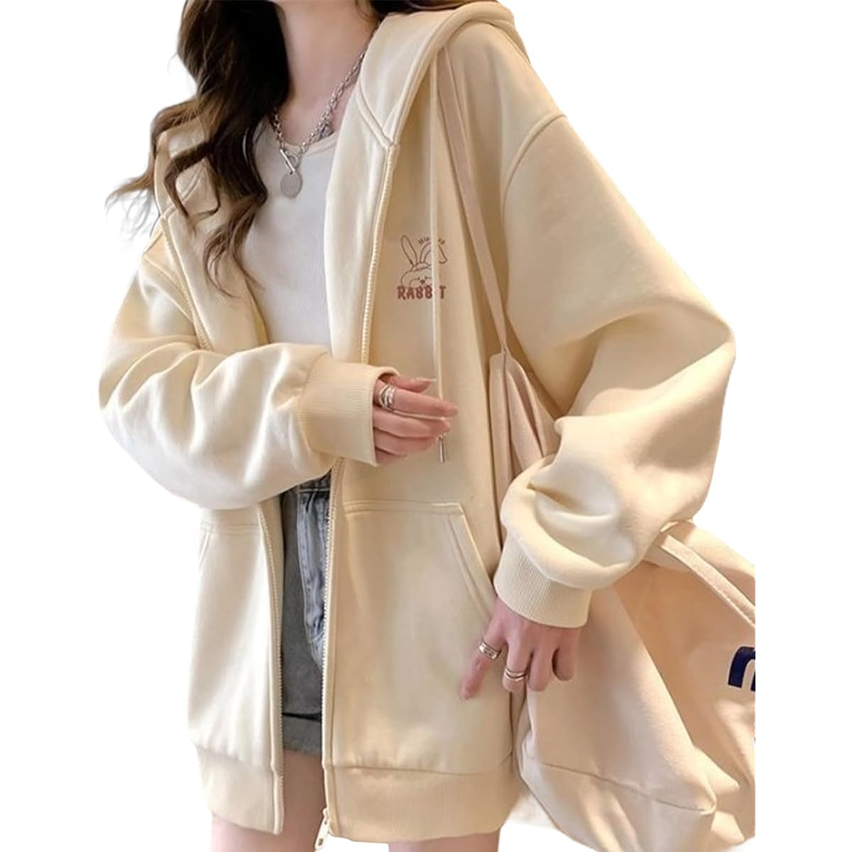 [newNE] Rabbit Zip Up Parka Outerwear Warm Casual Oversized