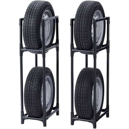 Iris Ohyama Space Saving Tire Rack for Light Vehicles Gap Storage STK-377 Black