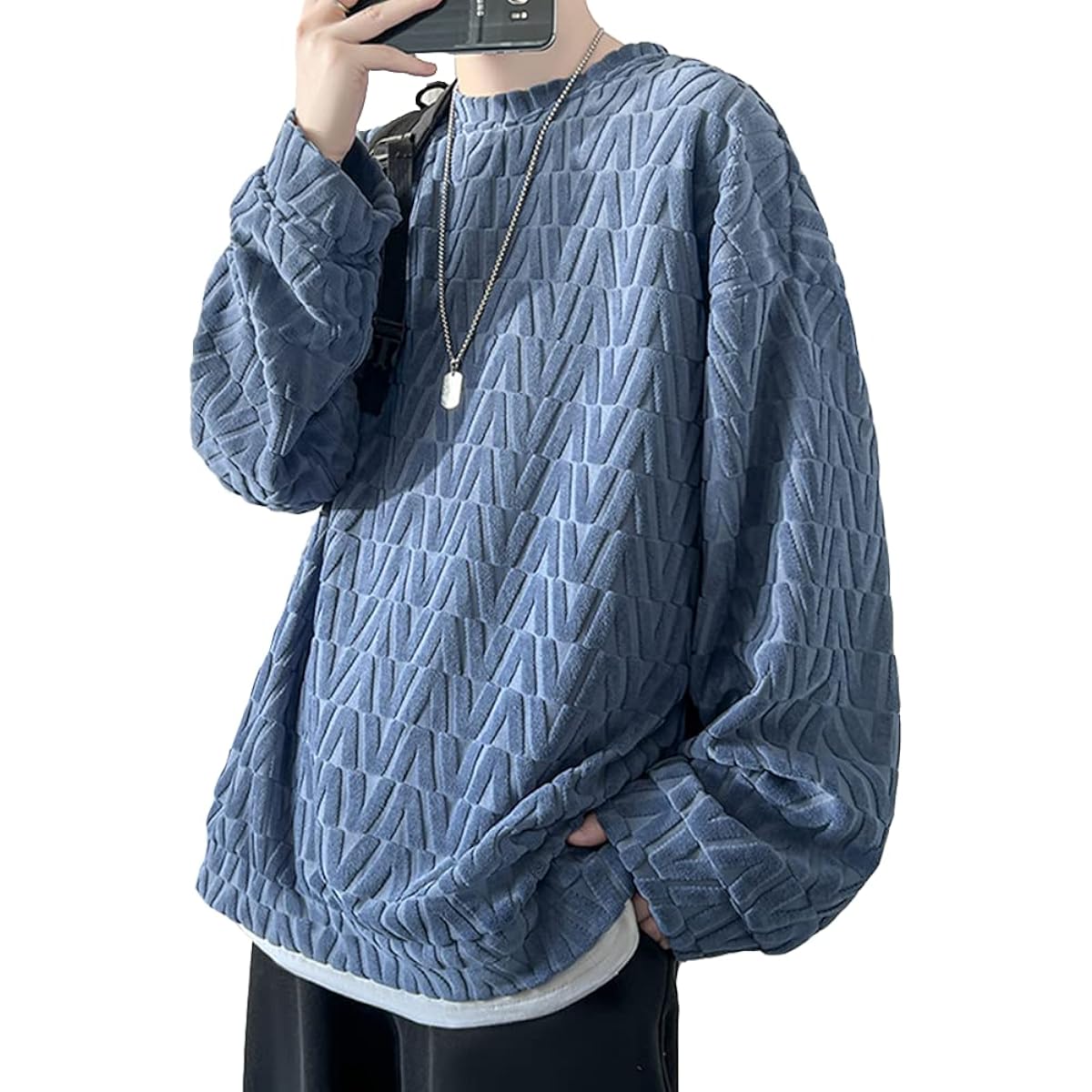 [foveitaa] Men's Autumn Sweatshirt, Large Size, Loose, Soft to the Touch, Popular, Plain, Long Sleeve, Hoodie, T-Shirt, Cool, Casual, Pullover, Stylish, Drop Shoulder, Simple, Stylish, Unisex, Tops