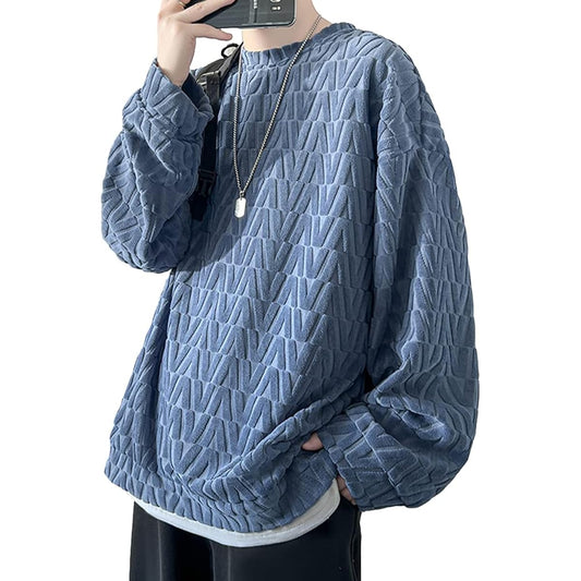 [foveitaa] Men's Autumn Sweatshirt, Large Size, Loose, Soft to the Touch, Popular, Plain, Long Sleeve, Hoodie, T-Shirt, Cool, Casual, Pullover, Stylish, Drop Shoulder, Simple, Stylish, Unisex, Tops