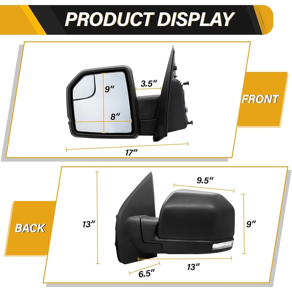 LIWEDFG Mirror Assembly Ford F150 2015 2016 2017 2017 2019 2019 2020 Power Glass Heating In Housing Light Light Corner Left Left Left Ride seat side
