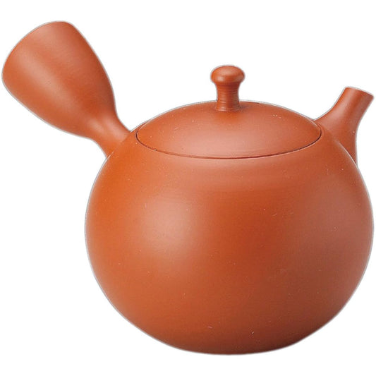 Tokoname Ware Teapot 7-152 Hokuryu No. 16 Vermilion Round Plain Teapot 280ml Ceramesh for Sencha Made in Japan Boxed T1256