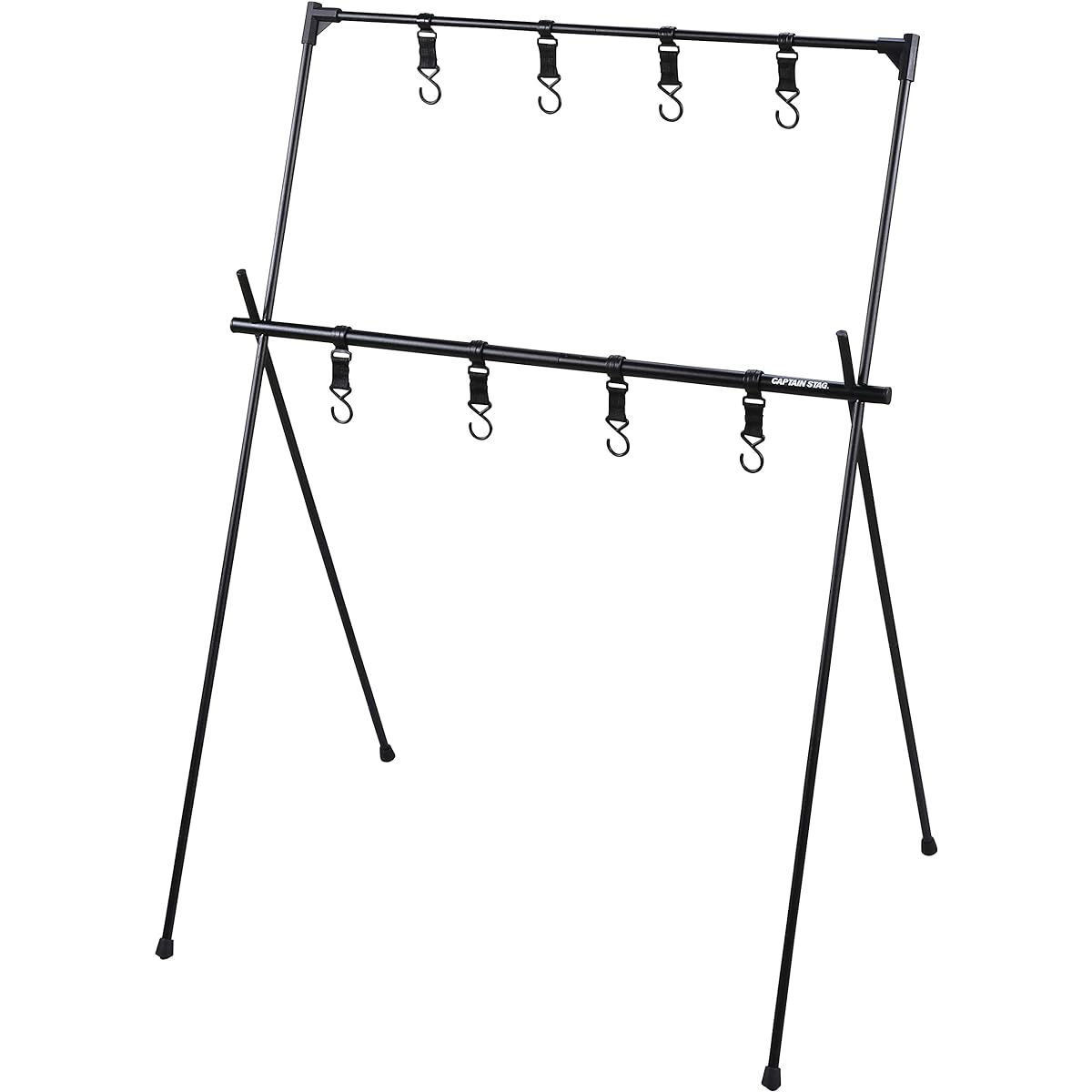 CAPTAIN STAG Hanging Rack Field Hanger Rack 2 Tiers with 8 Hooks Storage Bag Included Aluminum Black Trekker UC-1853 Width 770 x Depth 550 x Height 990 mm