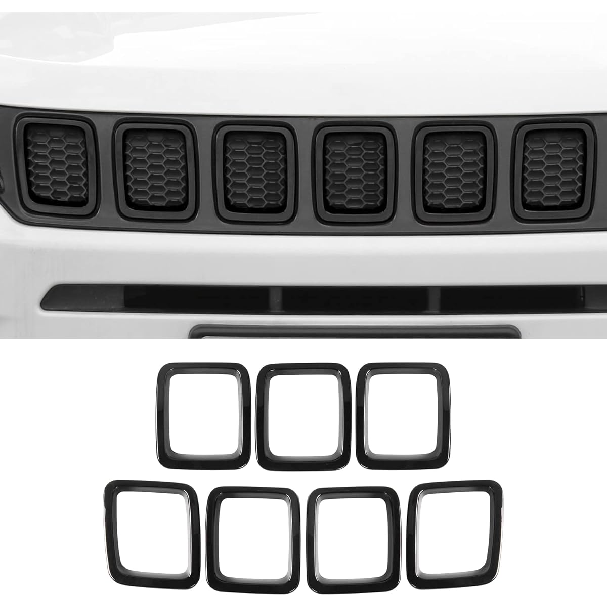 Grill cover insert frame trim kit 2017-2018 Black for Jeep Compasses JECARJC2