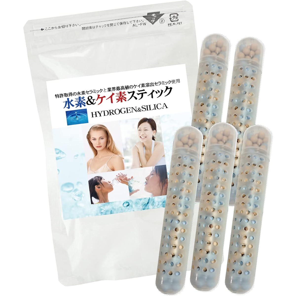 [Patented Genuine Product] Hydrogen & Silicon Stick HYDROGEN and SILICA Set of 5 Hydrogen & Silicon Sticks that can simultaneously generate high-concentration silicon water and high-concentration hydrogen water!