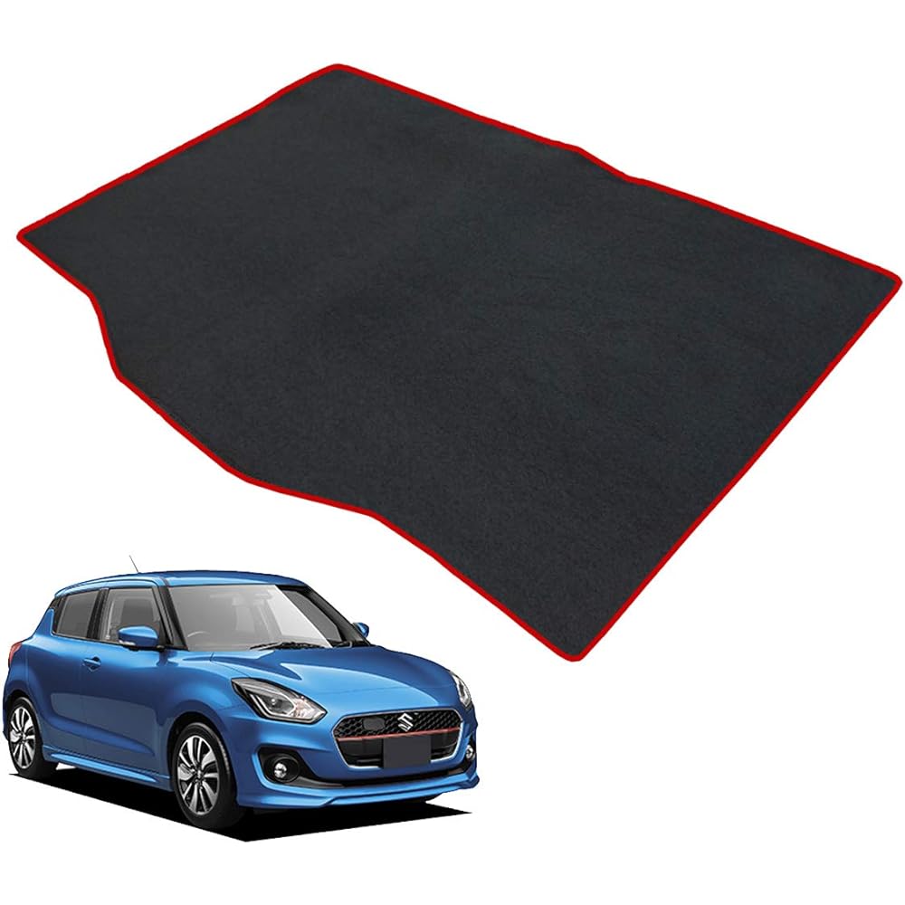 Fenice Car Mat Luggage Mat Domestic Production (Suzuki Swift ZC13S ZC43S 53 Series 83 Series / Swift Sport ZC33S) Black x Lock Thread Red Non-Slip Shape Resistant to Slip Car Mat (Car Parts Specialty Store)