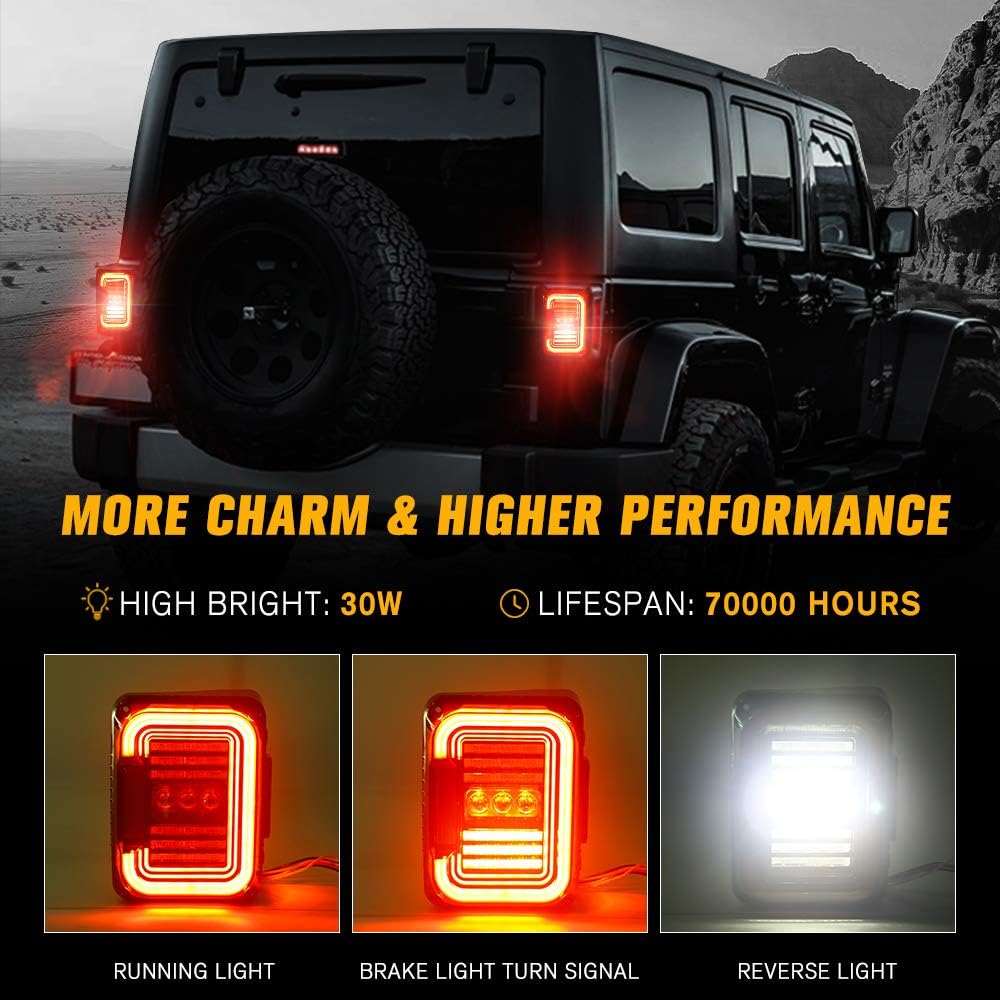 BESURE LED Taill Light Red Brake Light Flick Prevention Geep Langler JK JK JKU 2007-2018 Reverwin Car Brake Light Daily Running Light EMC Built-in Clear Lens