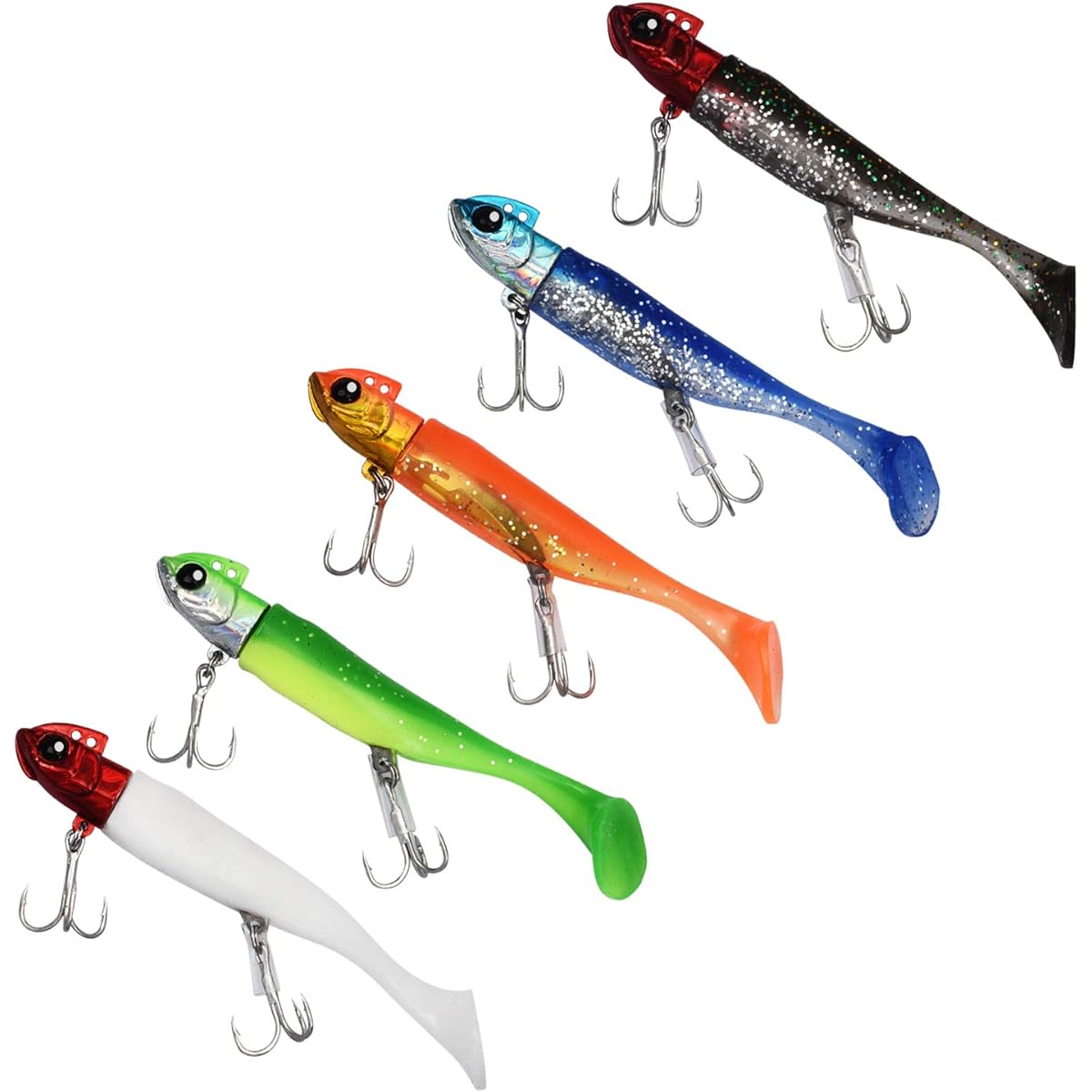 ColorGo Jig Head Worm Set Soft Lure 21g 30g Shad Tail Seabass Flounder Maggot Bluefish Hairtail Sea Fishing Freshwater Compatible