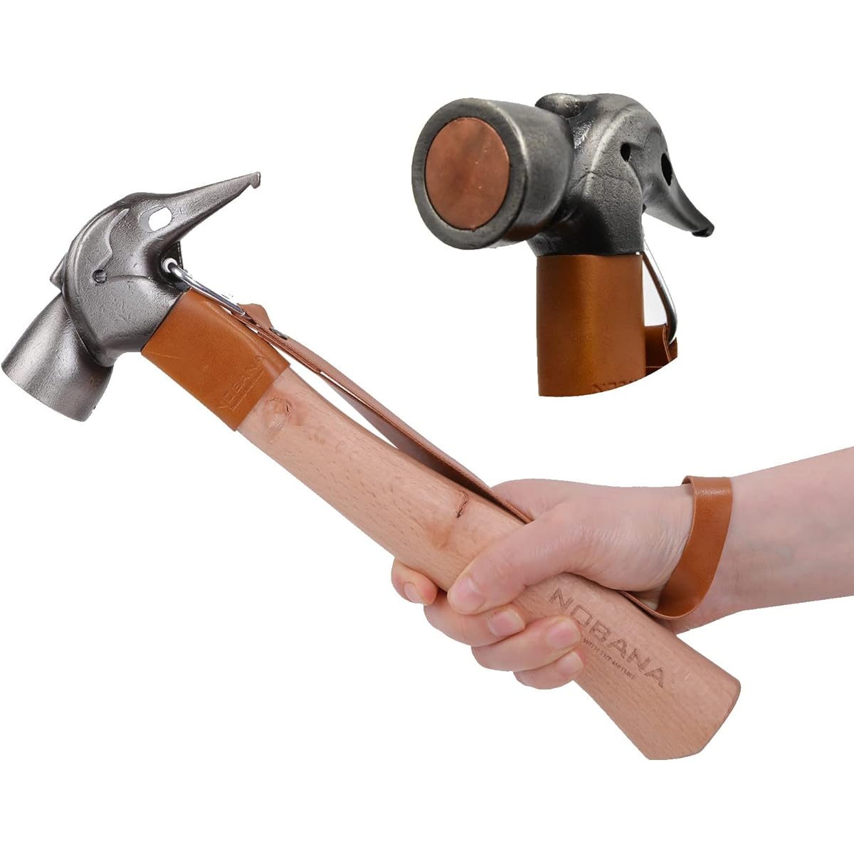 bammore Peg Hammer Armstrong Cannon Hammer "NOBANA" Brass Head with Strap