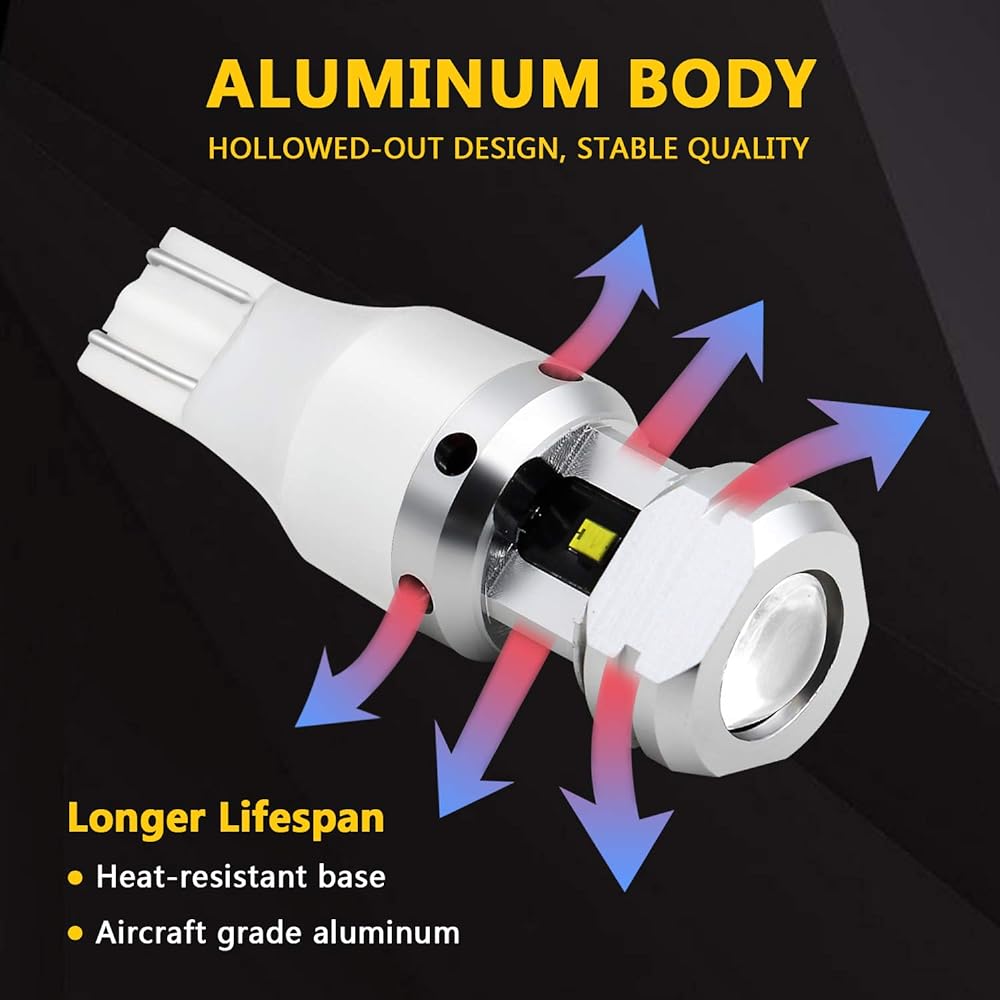 PHINLION 912 921 LED backup light bulb RV 2600 lumen ultra -high brightness ZES SMD T15 906 W16W Backup with projector backup Retirth Light 6000k xenon White