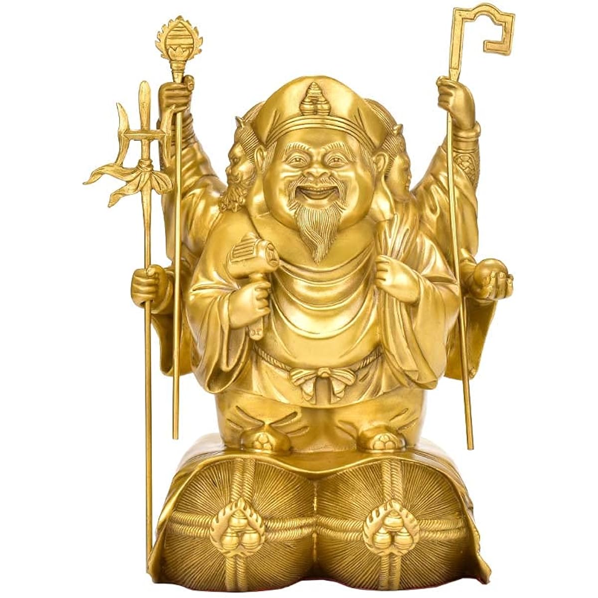 Daikokuten, Three Faced Daikokuten, Copper, Good Luck, Prosperous Business, Money Luck Up, Brass, Buddha Statue, Figurine, Bishamonten, Daikokuten, Benzaiten, Money Luck, Fortune, Fortune, Good Luck,