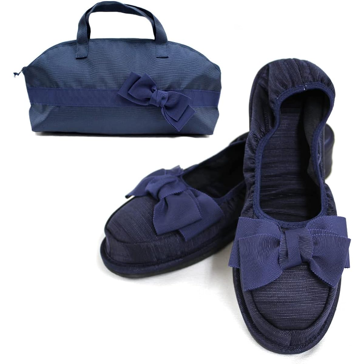 [Kirsch Blute] Kirsch Blute Navy 3.5cm Heeled Portable Slippers Room Shoes Type [Grosgrain Kirsch Ribbon] KS35C-NS22 *Pouch included