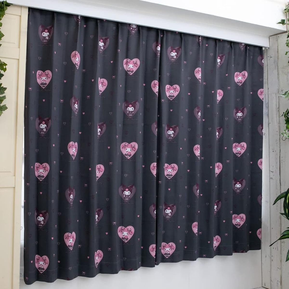 Sanrio Kuromi My Melody Midnight Merokuro 2nd Grade Blackout Heat Shielding Curtain Width 100 x 178cm Length Set of 2 My Melody Fully Washable Character SB-661-S