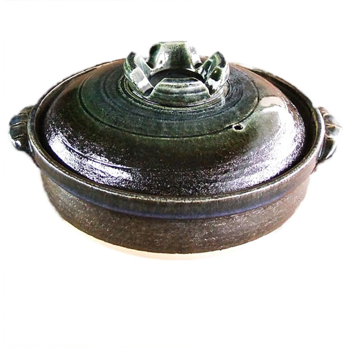 Mino Sarara Heat-resistant lazuli glaze earthenware pot for open flame use, size 9, for 4 to 5 people, made in Japan, Banko ware