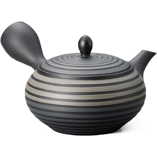 Yamakiikai Obi net teapot, Horyu black flat type, two colors, 1,000 steps, 13 x 16 x 9 cm, Tokoname ware L641