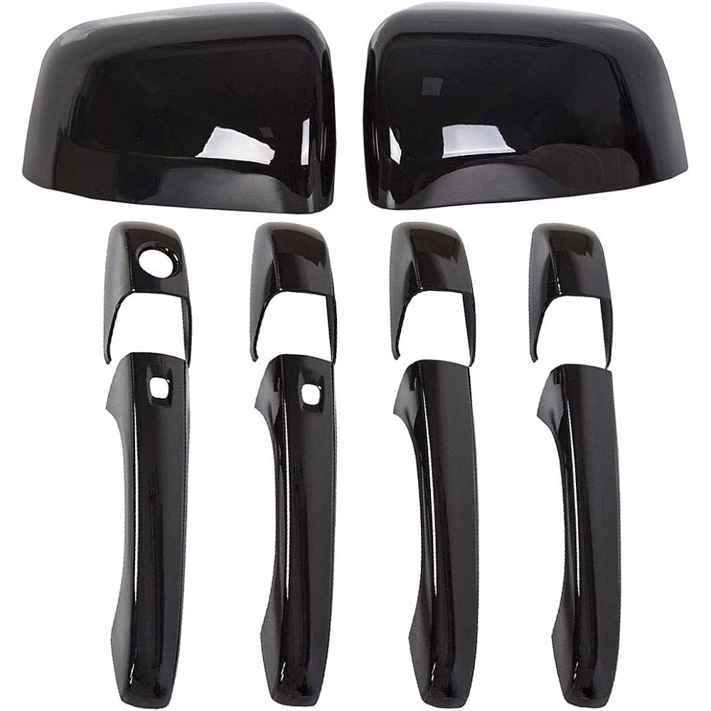 Sportuli Black Mirror Cover + Door handle cover replacement 2011-2021 J-EEP Grand Cheroke & D-ODGE DURANGO