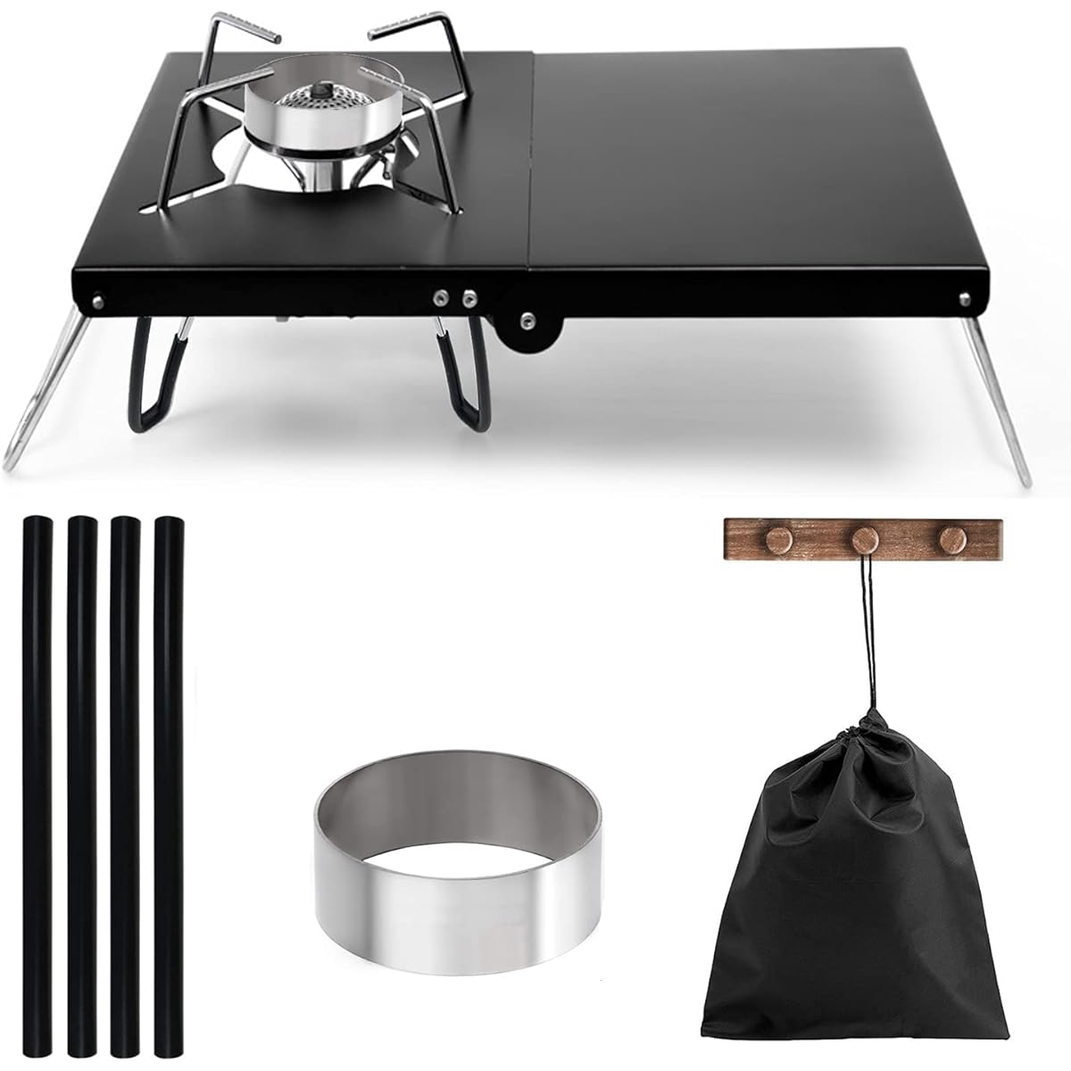 Heat shield table set, aluminum assist heat shield table, heat shield plate, compatible with SOTO ST-310 /330/CB-JCB/Folding multi-type, compatible with 3 types of burners, multi-purpose, lightweight, storage bag included