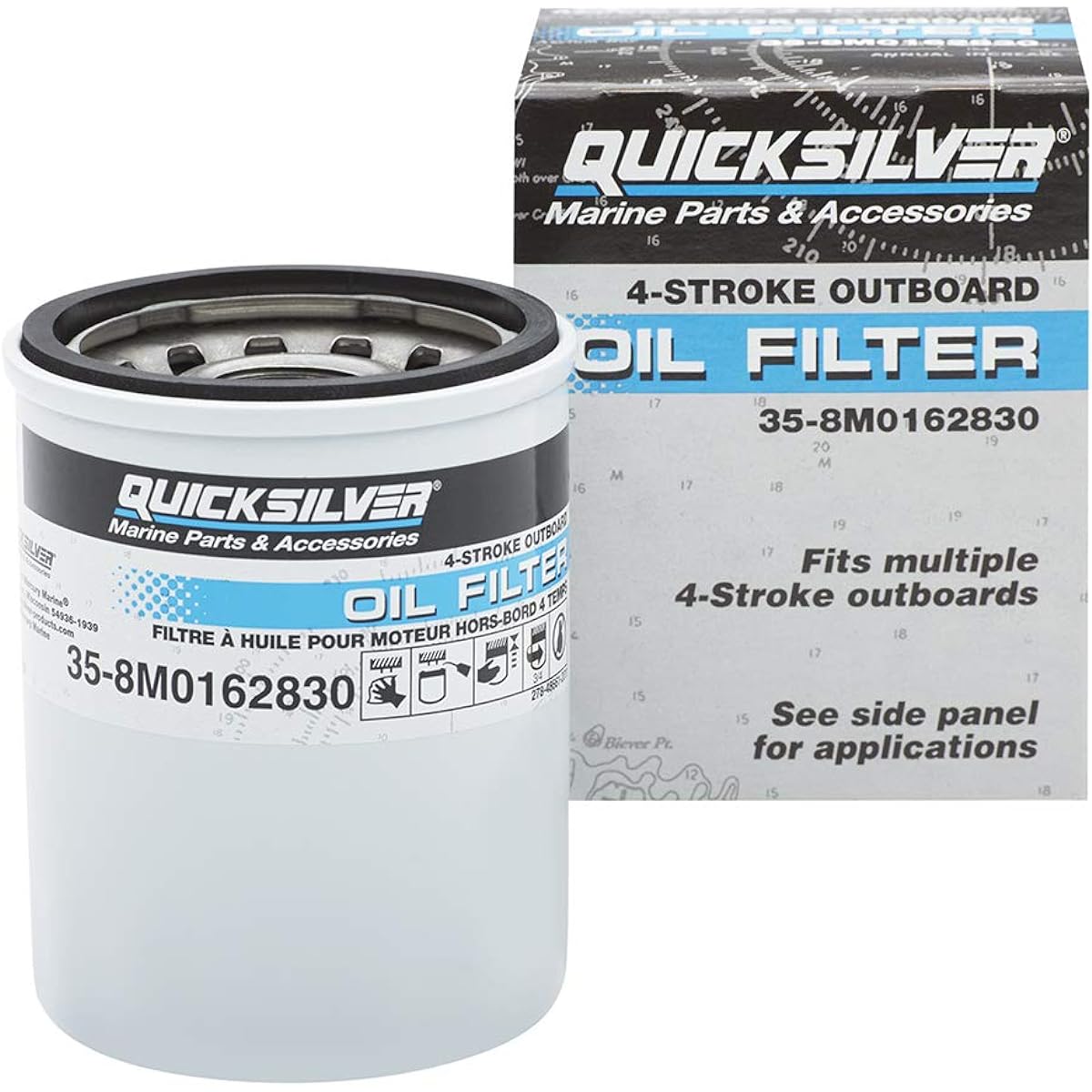 QuickSilver 8m0162830 Oil filter Mercury and Mariner 4 Stroke Outdoor unit 25-115 horsepower