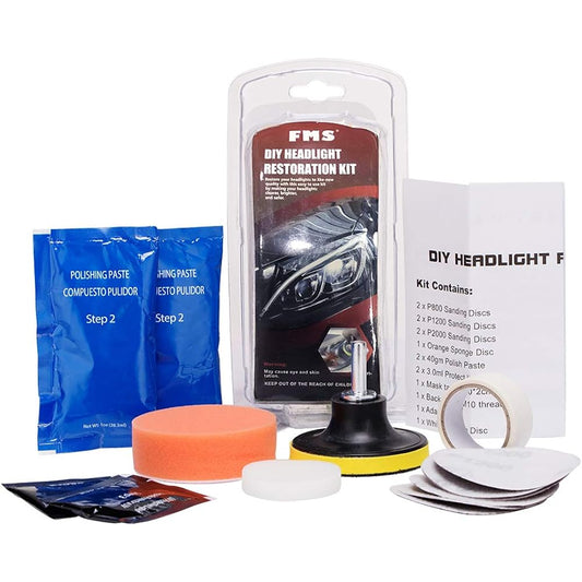 FMS Car Headlight Lens Restoration Kit Headlight Cleaner Polishing Tool for Yellow Headlights Eliminate Dull, Scratched and Cloudy Headlights Add Clarity