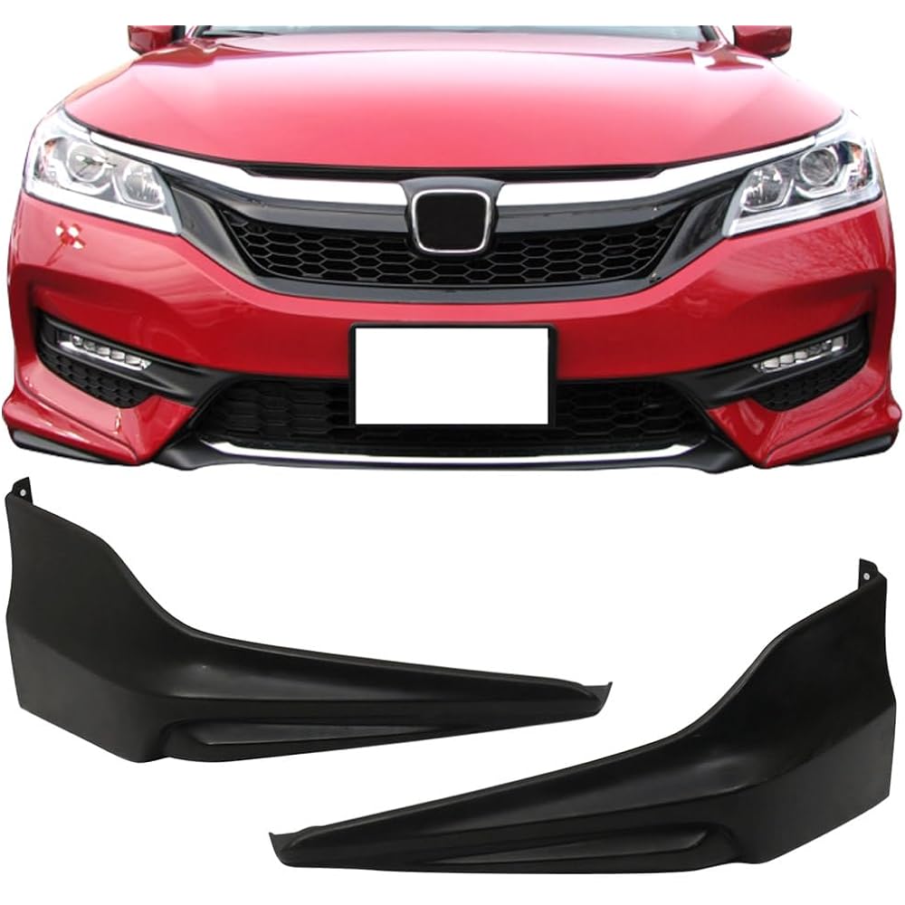 IKON MOTORSPORTS Front Lip Splitter 2016-2017 Honda Accord Sedan HFP Style Unpainted Black PU polyurethane Front Bumper Lip Spoiler