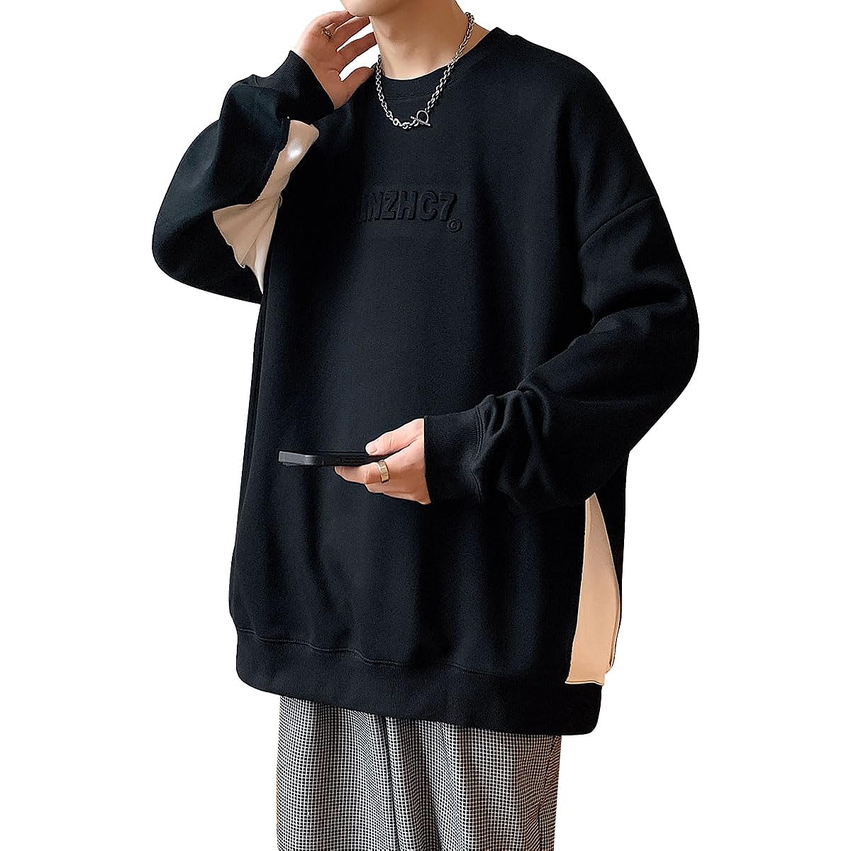 [ATCGAUG] Sweatshirt Sports Shirt, Men's, Long Sleeve, Men's Round Neck T-Shirt, Big Size, Sports Shirt, Casual, Comfortable, Loose, Pullover, Spring, Autumn, Winter Clothes, Men's Sports Shirt