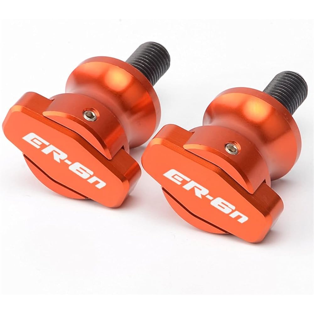 Stand Screw Slider 10mm CNC Swing Arm Spool Bracket Screw Slider is perfect for Kawasaki ER6N ER-6N 2006-2016 2014 2015 (Color: Orange)