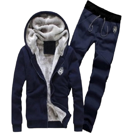 [α-HOOP] Men's Brushed Lining Sweatshirt Jersey Zip Up Parka Top and Bottom Setup PP-5