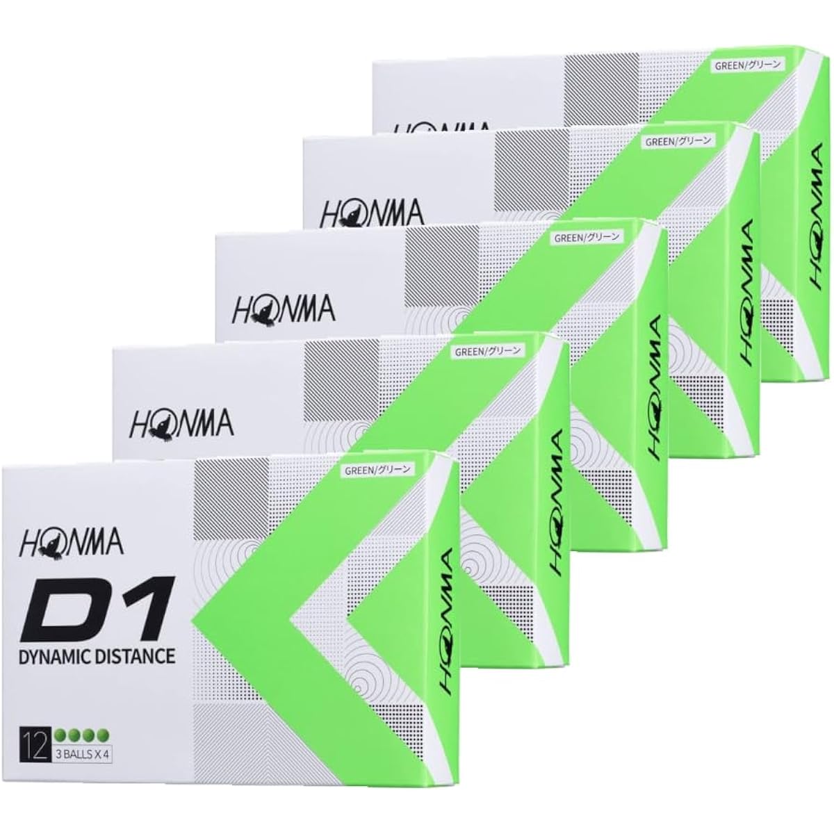 Honma Golf HONMA D1 Golf Ball 5 Dozen Set (60 Balls) BT2201 2022 Model Flying Distance Color: Green