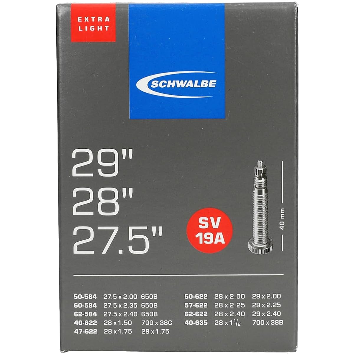 SCHWALBE [Genuine product] 27.5 x 2.00/2.35, 29 x 1.50/2.40 tube Presta style 40mm valve 19A-SV